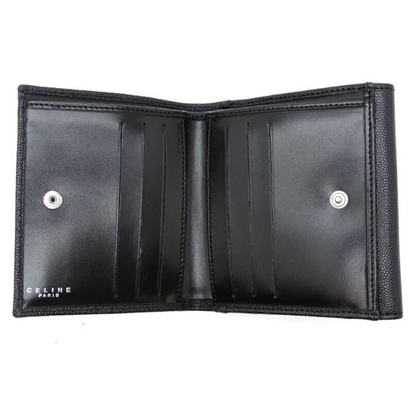 Celine W Women's/Men's Bifold Wallet Grain Leather Black - Picture 5 of 8